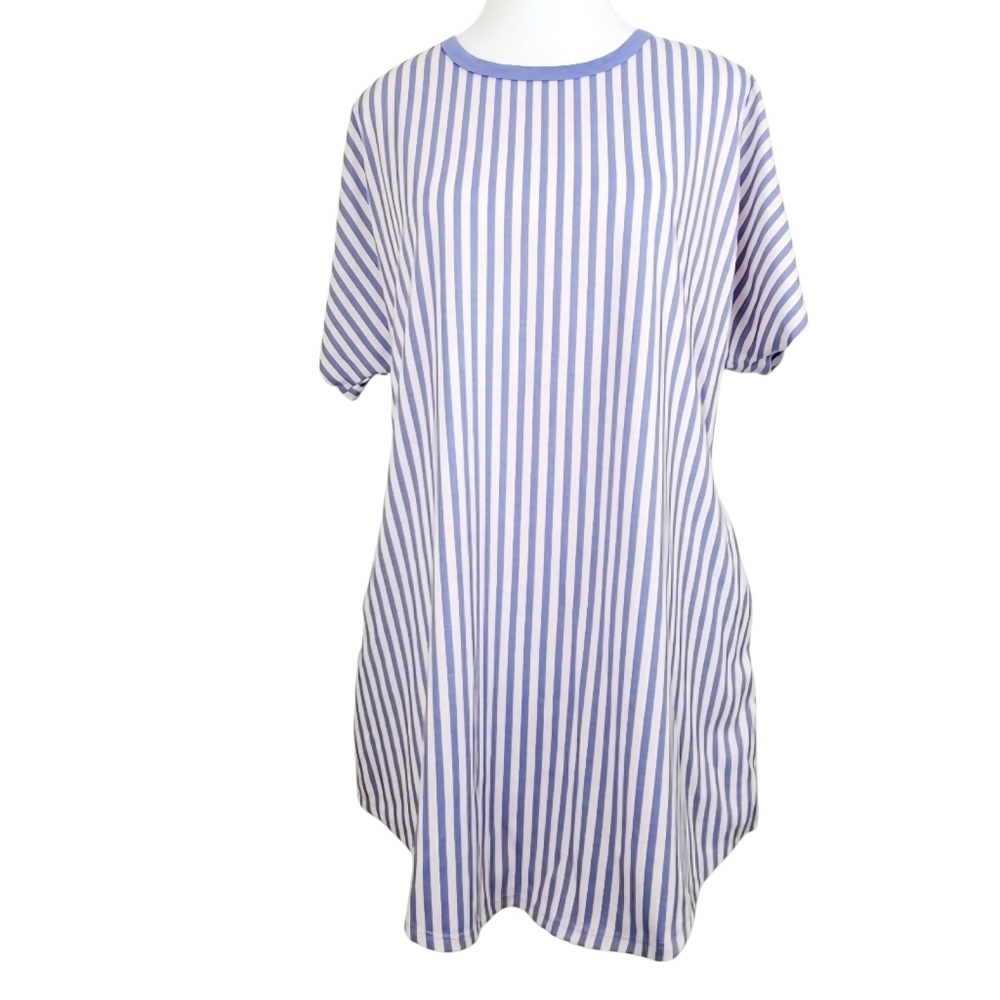 LuLaRoe Striped Crewneck Short Sleeve Relaxed Fit Night Dress Sz XL Loungewear